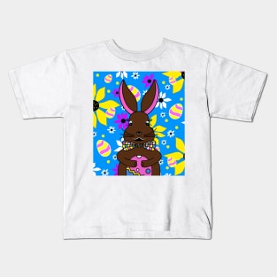 CUTE Easter Bunny Floral With Easter Eggs Kids T-Shirt